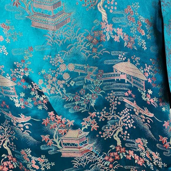 Vintage Peony Brand Shanghai China Robe Coat Size Med Satin Pankou Knot Button - Picture 5 of 11